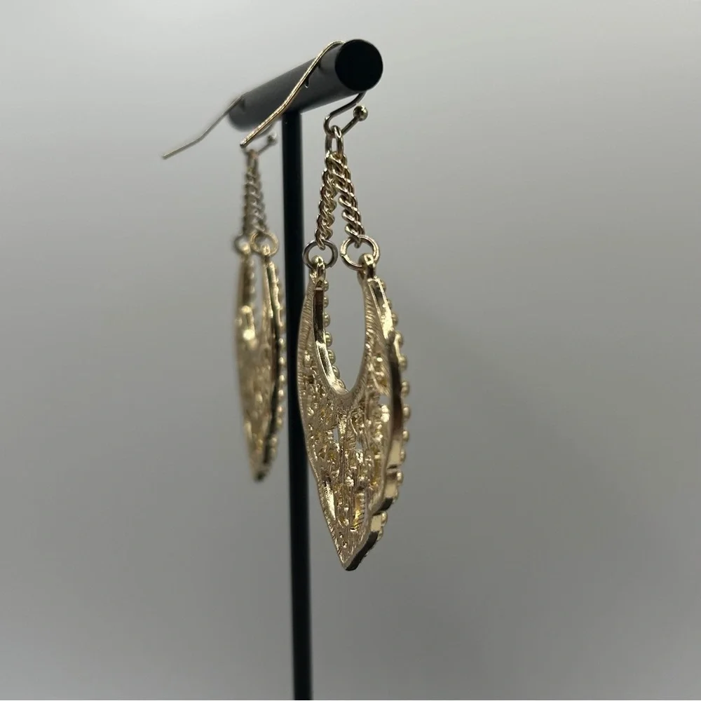 Boho Gold Filigree Dangle Earrings*